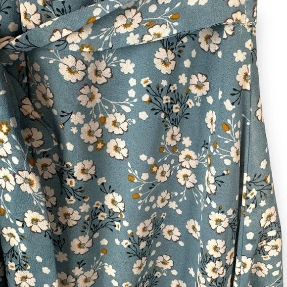 Red Valentino Blue Floral Midi Dress Womens Size Small Peasant Milkmaid Prairie